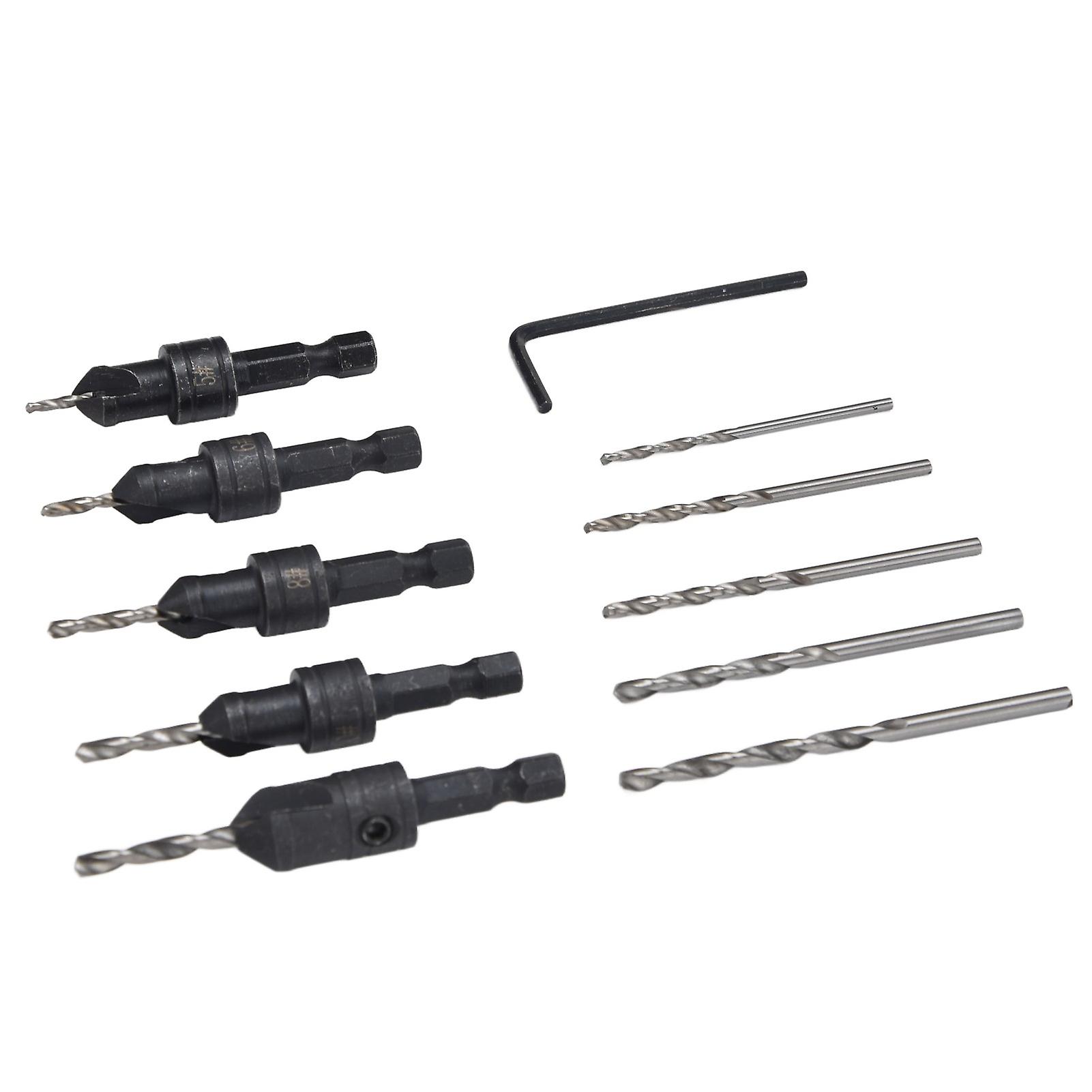 11Pcs Countersink Drill Bit Set Woodworking Fast Change Chamfer Adjustable Drilling Tools
