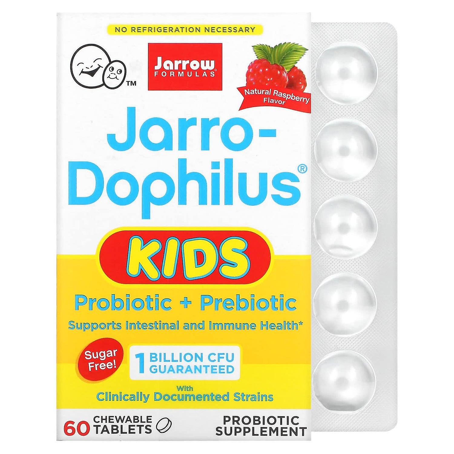Jarrow Formulas, Jarro-Dophilus Kids, Probiotic + Prebiotic, Sugar Free, Natural Raspberry , 1 Billi
