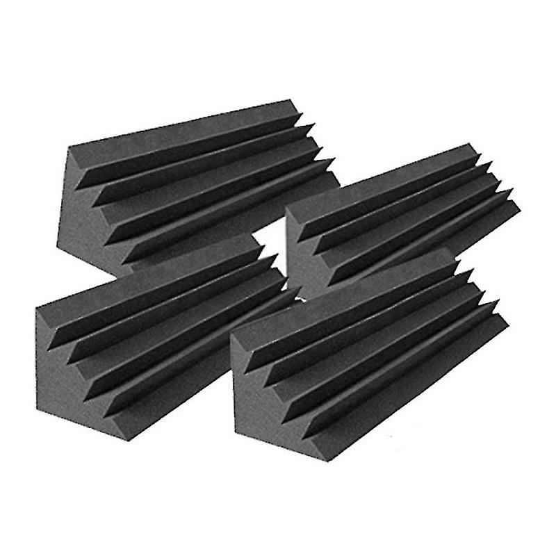 4 Pz Pannelli Acustici Studio Acustico Schiuma Insonorizzata, Trattamento Del Suono Bass Trap Angolo, Pannelli Sonori Cunei, 12x12x48cm-hy nero