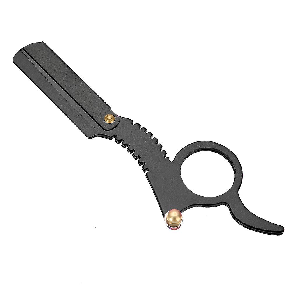 Vintage Straight Edge Barber Razor with Easy Blade Replacement Mechanism, Black