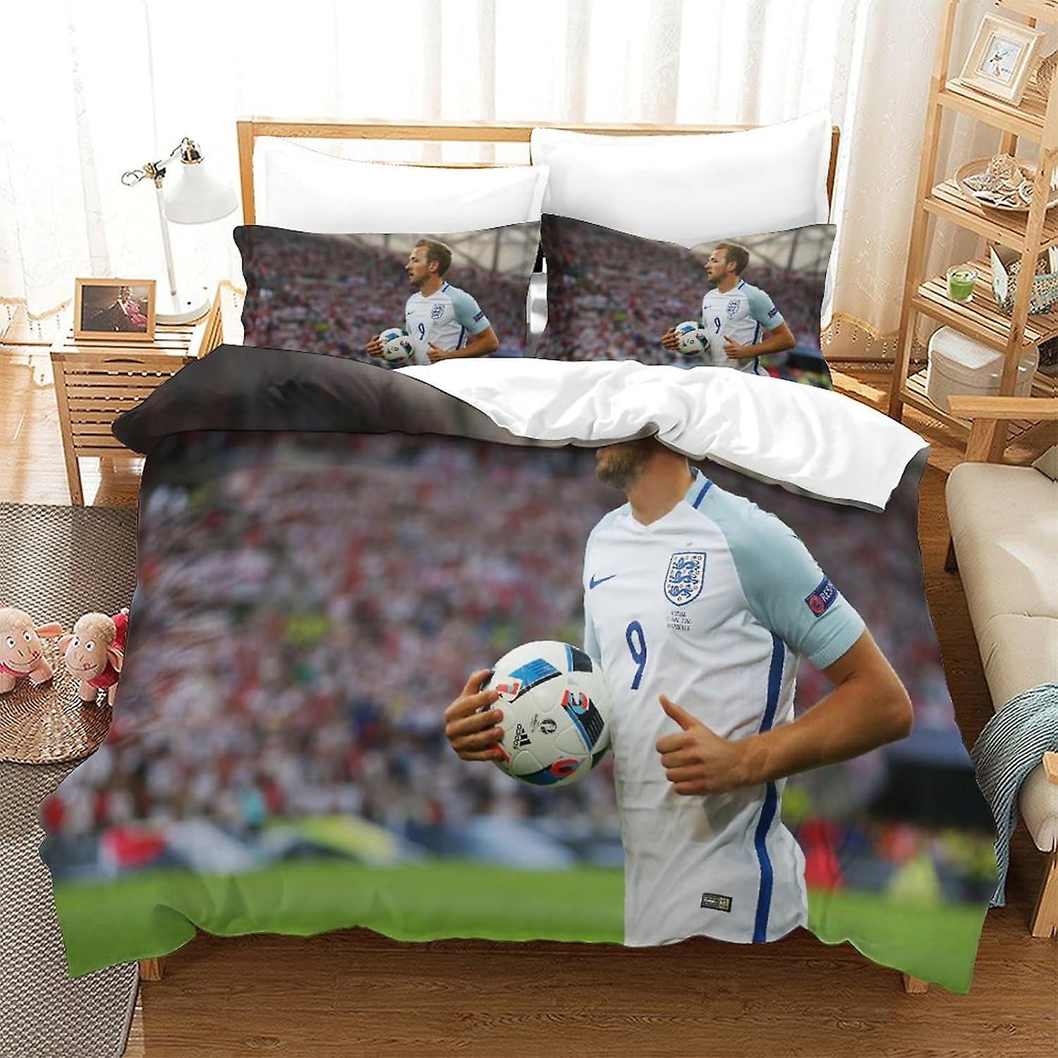 Harry Kane Crib Set, Sports Mattress Protector, 3D Football Superstar Design, Microfibre, 3 Piece Set with Zip And 2 Pillowcases, .