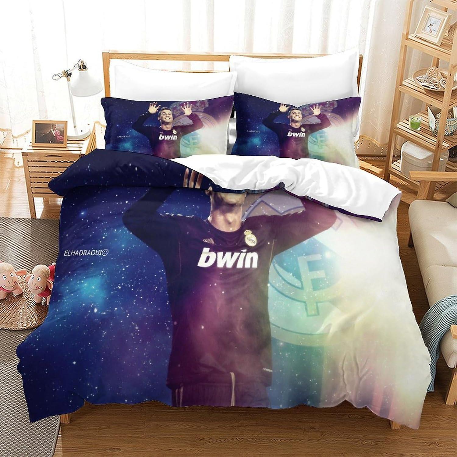 HOUKIG Soft Påslakan Set, Design Lionel Messi, Tryckt Påslakan Och Örngott, Football Superstar, 3 Piece Set, För Vuxna Och Barn