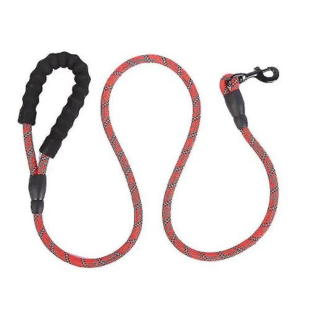 Multicolor Reflective Round Rope Dog Leash Dog Pull Strap Comfortable Handle(red)