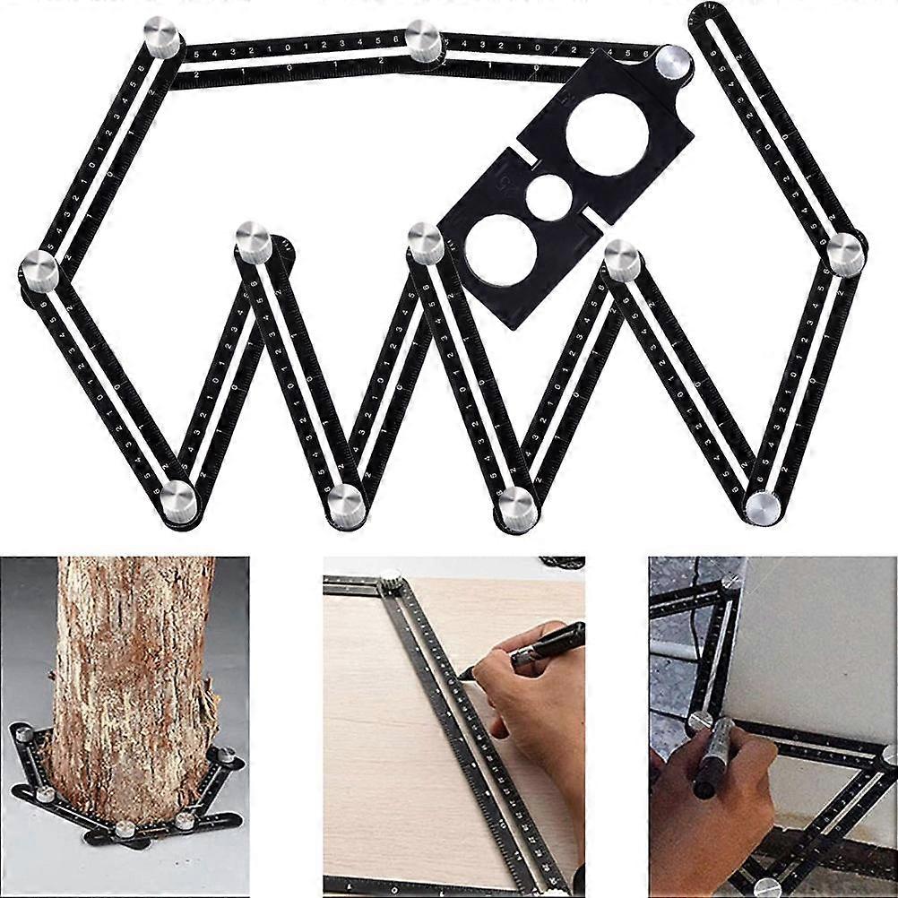 Multi Angle Måling Linjal Aluminiumslegering 12 Fold Tile Åpning Locator Angle Measurement Tool