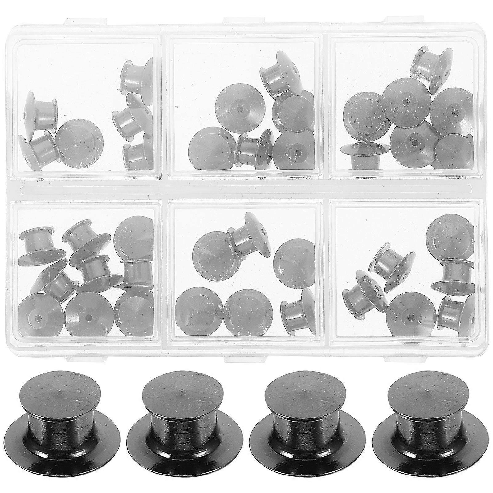 1 Box of Alloy Enamel Lapel Pin Backs Lapel Pin Backs Pin Safety Backs Flat Round Pin Clasp Black