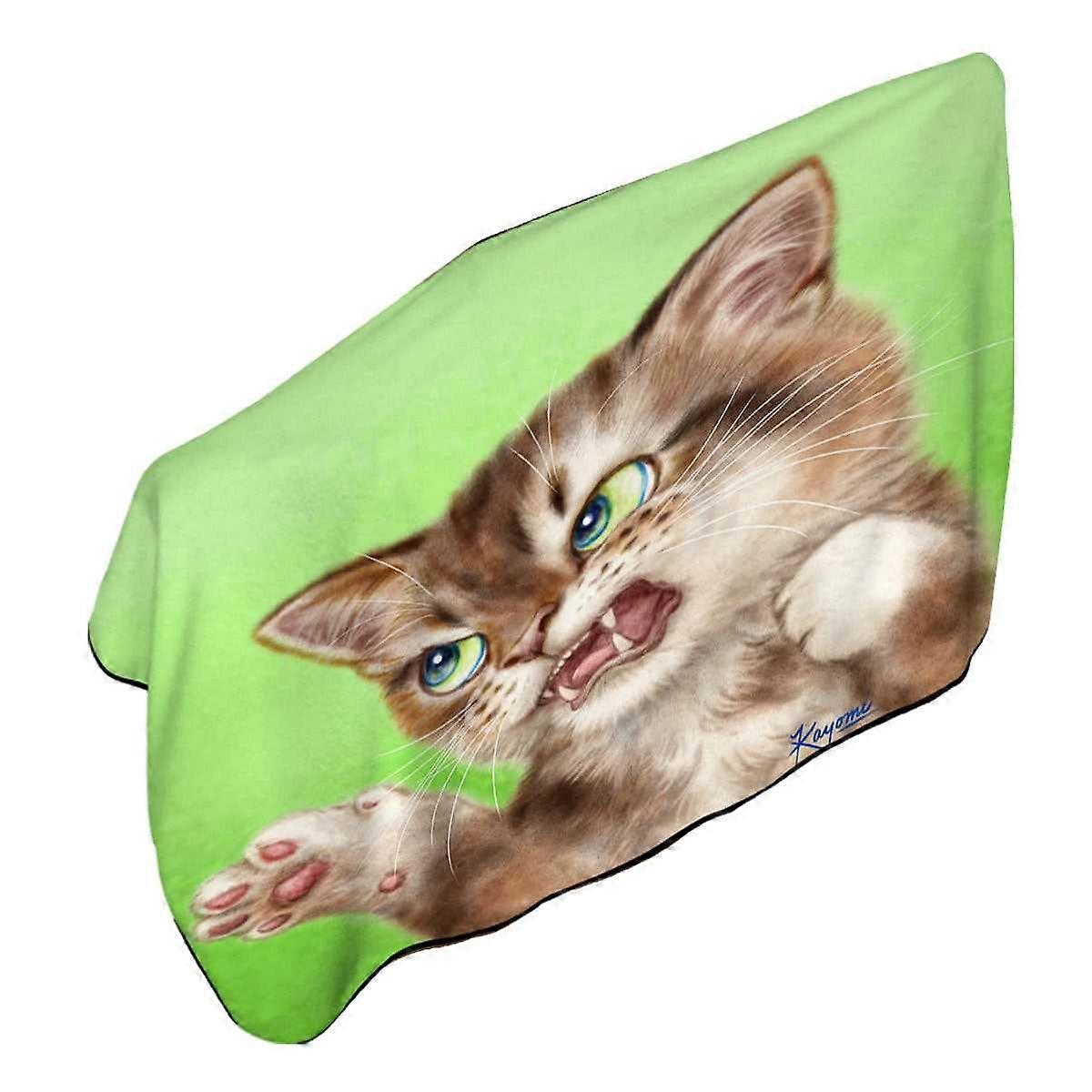 Cats Cool Art Drawings the Attacker Kitten Microfiber Beach Towel