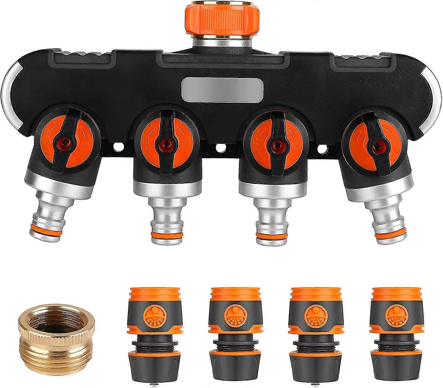 Way Watering Distributor - 3/4" And 1/2" Water Distributor With Tap Valve For Simultaneously Connecting Two Devices, Adjustable Water Flow, Adapter Fo