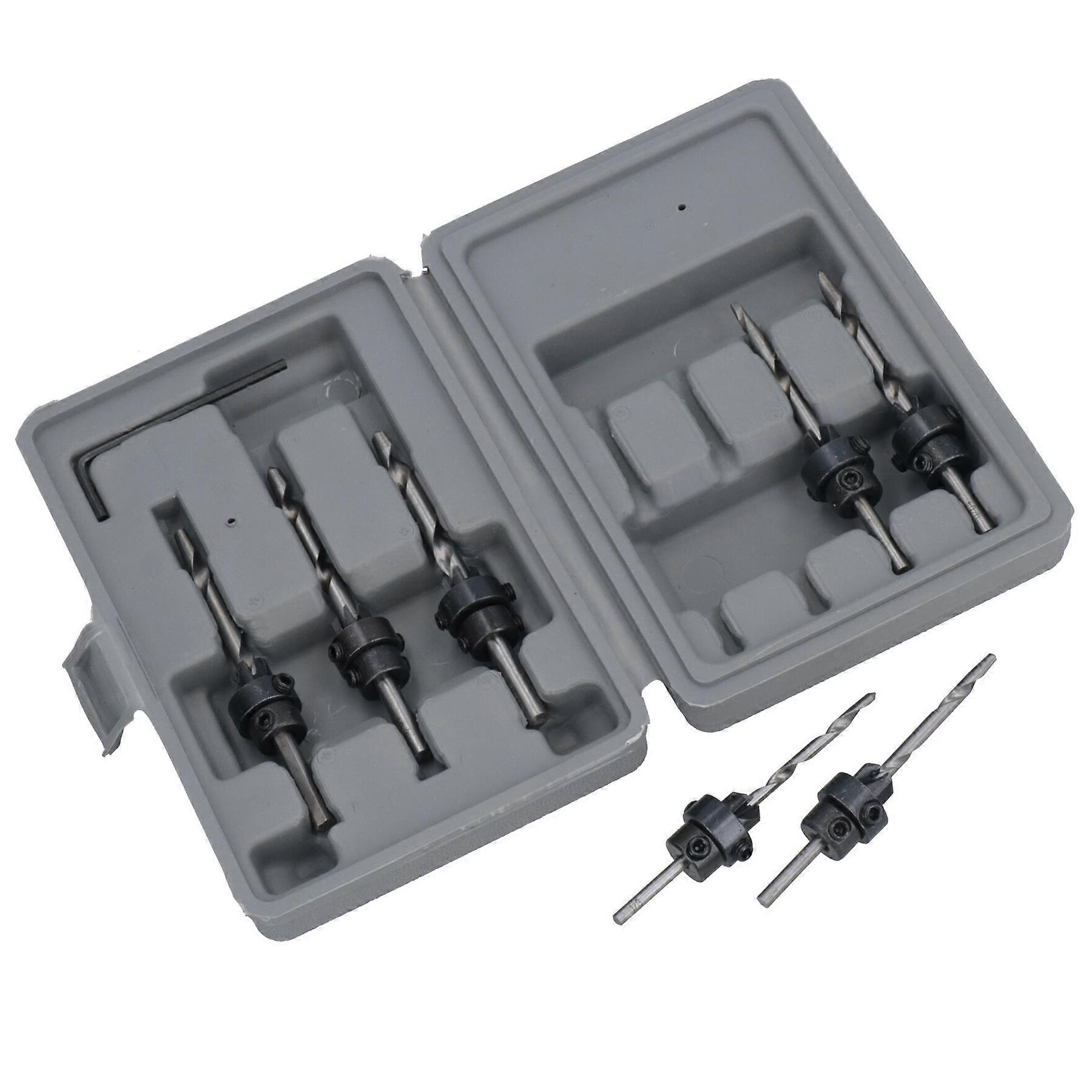 22pc Tapered Wood Pilot / Countersink Drill / Drilling Set in Case 1/8" TE544