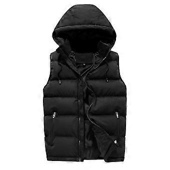 Hombre Casual Slim Fit Bodywarmer Gorra extraíble Chaqueta acolchada sin mangas