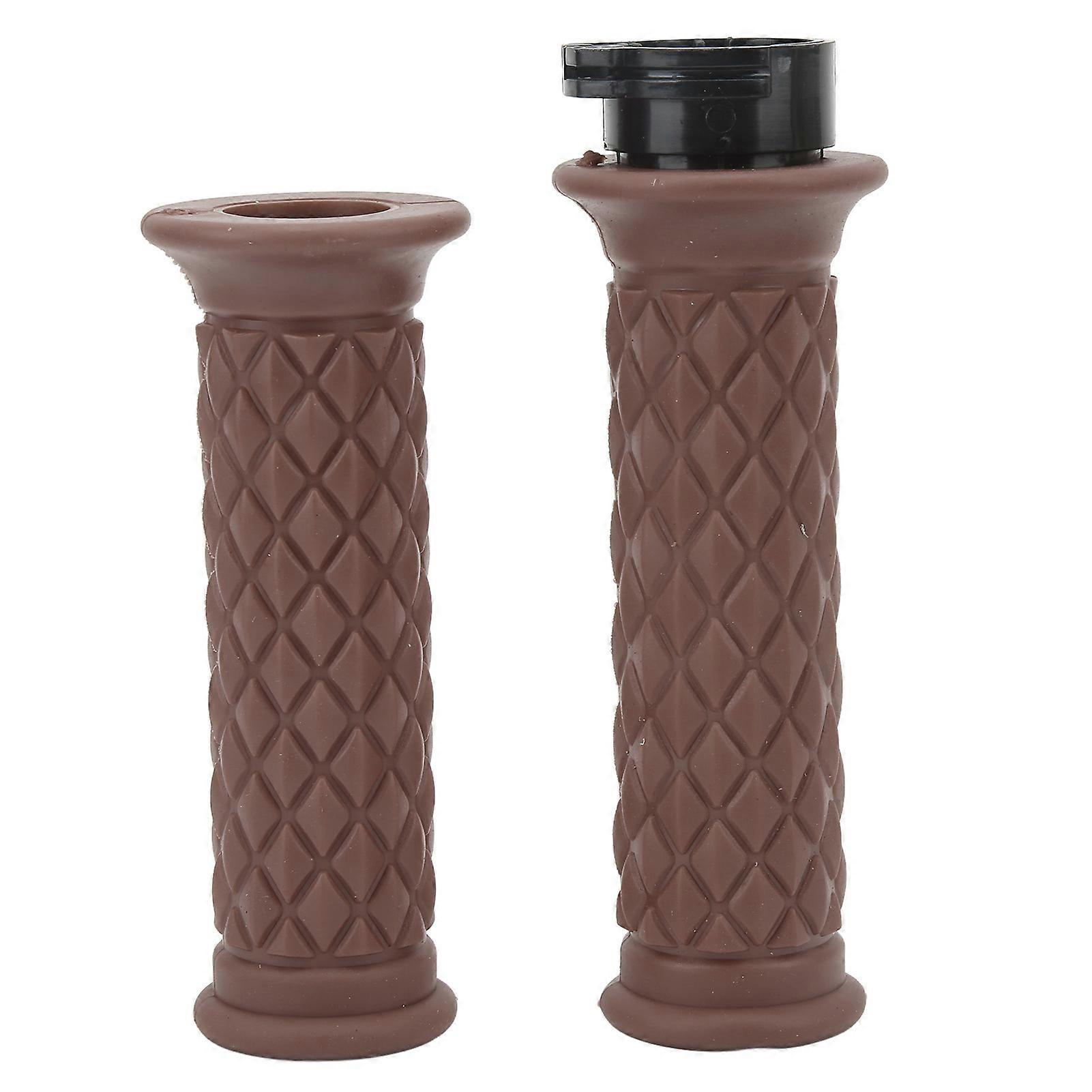1 Pair Motorcycle Handle Grip 25mm Left Right Universal Throttle Handle Replacement for CBR600RR CBR1000RR Brown