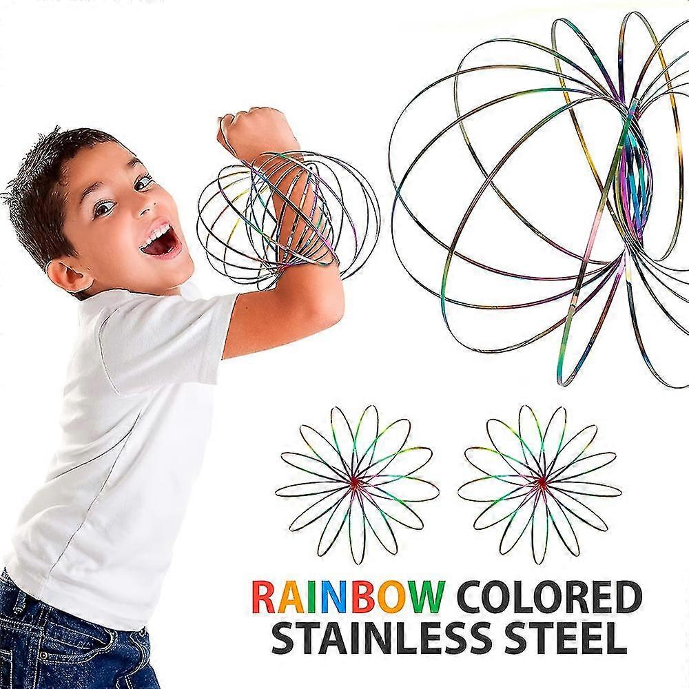 3d rainbow magic flow ring indoor toy fun dynamic spring arm elastic juggling dance toy creative gift for boys and girls