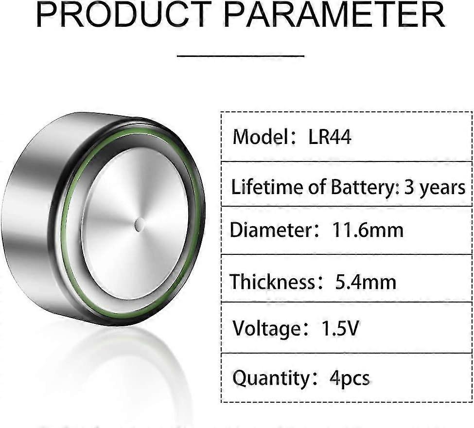 4pcs Lr44 A76 Small Alkaline Battery Power Supply Button Battery Cell 1.5v