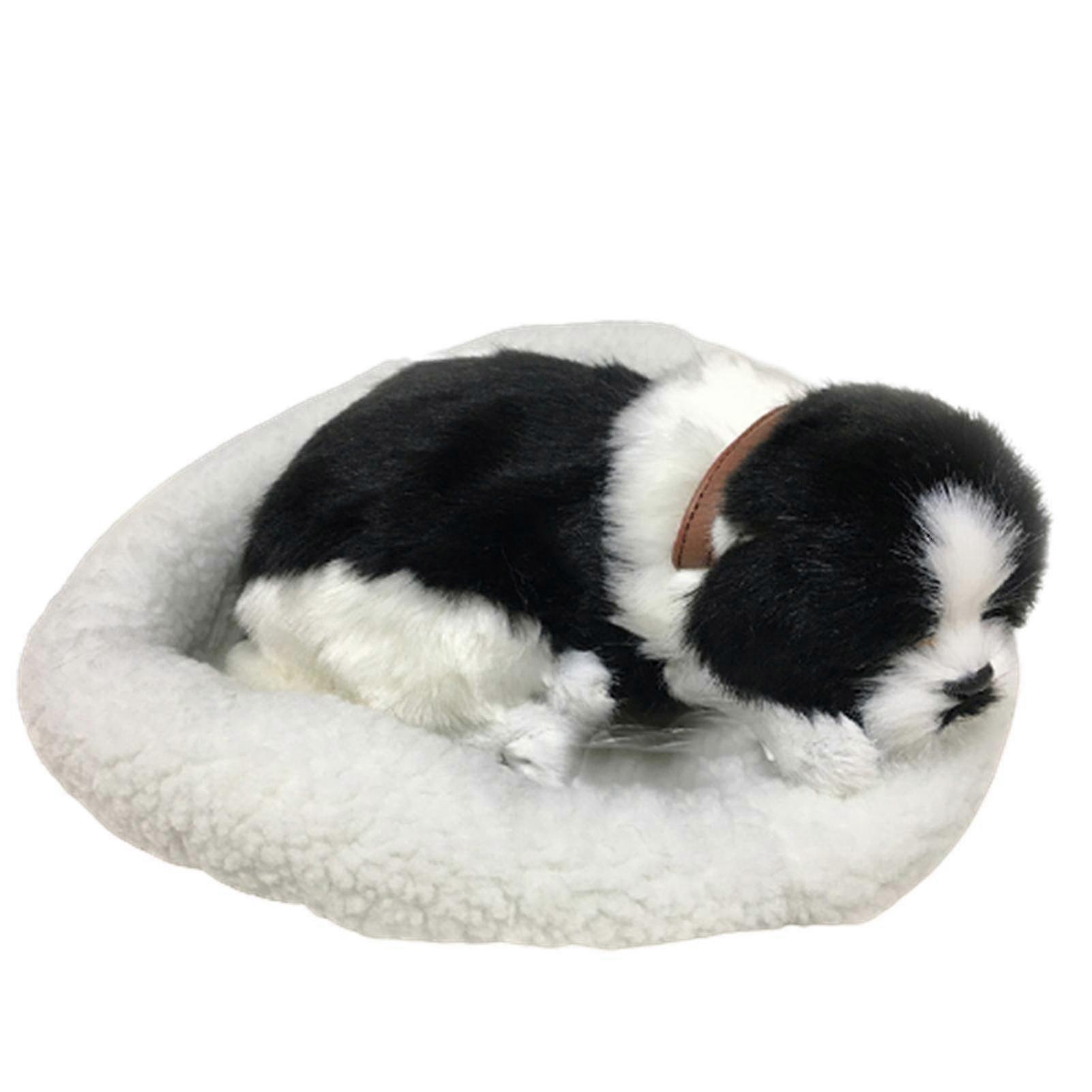 Cute Simulation Sleeping Cat/dog Plush Doll With Nest Breathing Fluffy Cat/dog