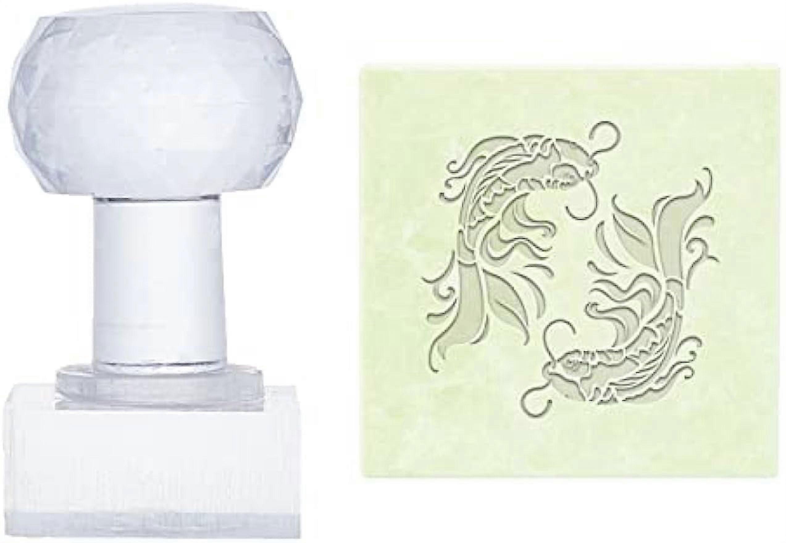1pc Fish Acrylic Stamp Animal Soap Embossing Stamp Soap Stamp with Handle Round Soap Chapter Imprint Stamp