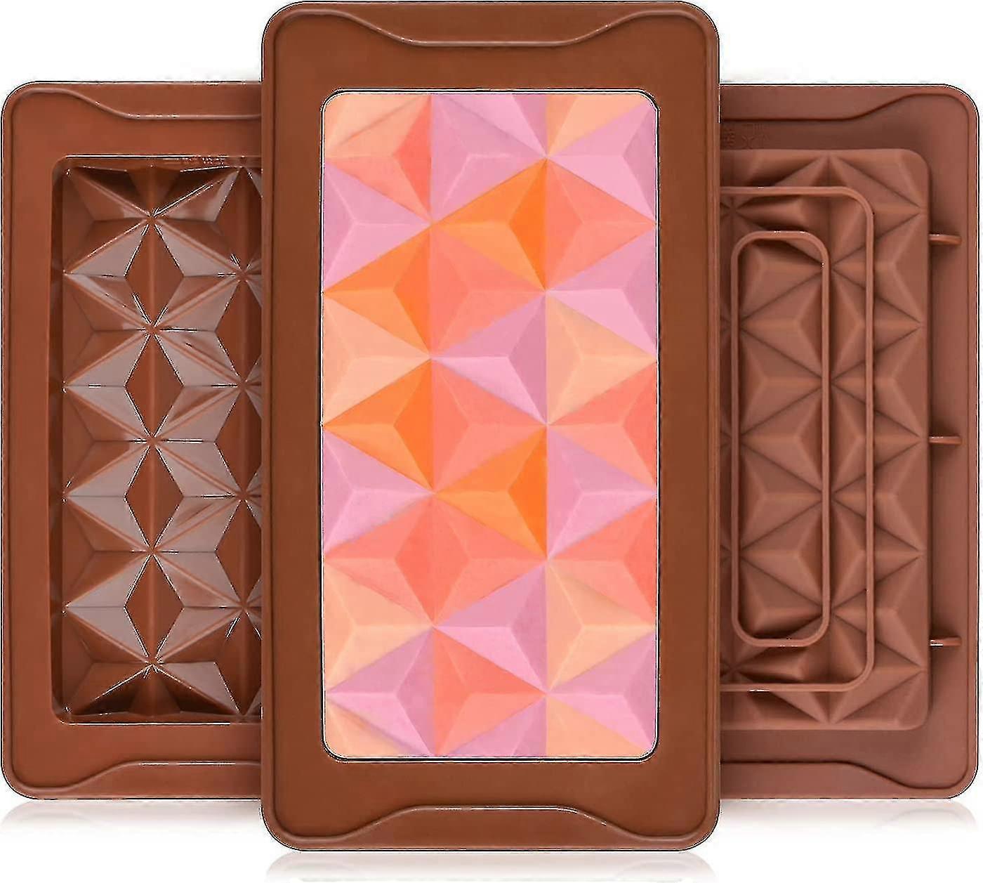 3 Pcs לפרק תבניות שוקולד תבניות סיליקון עמוק ממתקים חטיף תבניות צורות סיליקון, תבניות סיליקון עבור שעווה נמס גדול (סט פירמידה )