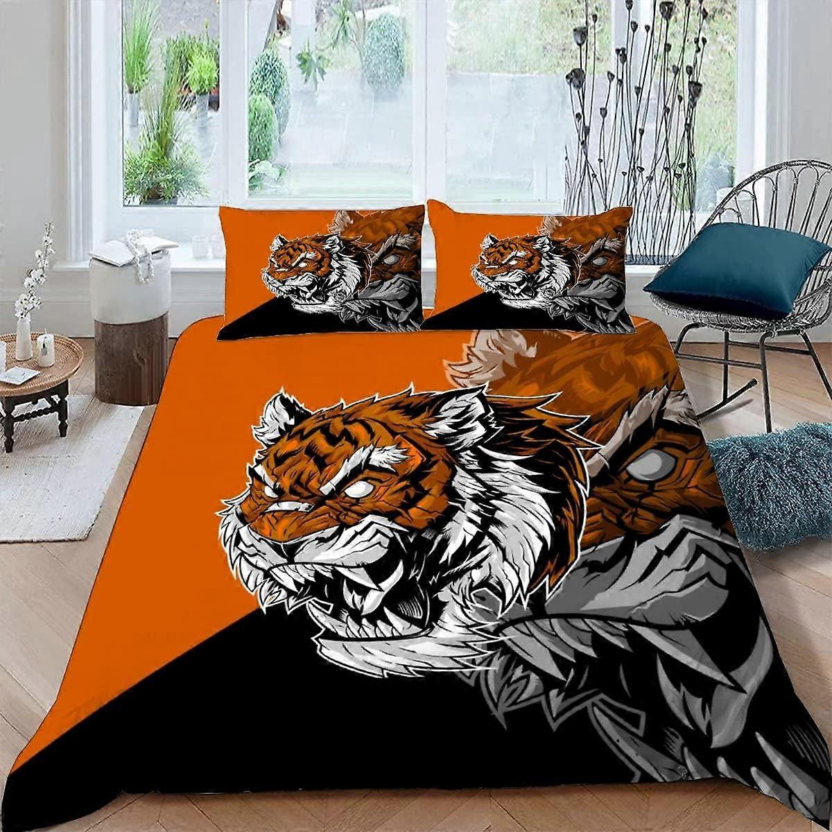 Barnens sängkläder cm Tiger påslakan djur Sängkläder i mikrofiber + 2 örngott