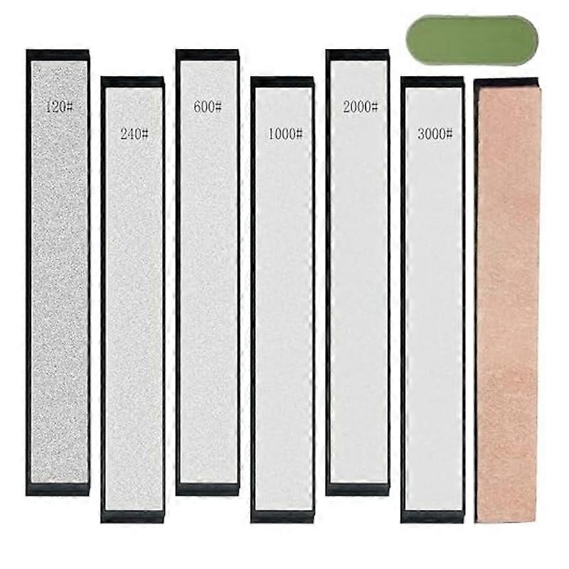Diamond Sharpening Stone,6 Whetstone-120/240/600/1000/2000/3000,1 Strop,1 Polishing Paste for Fix-A