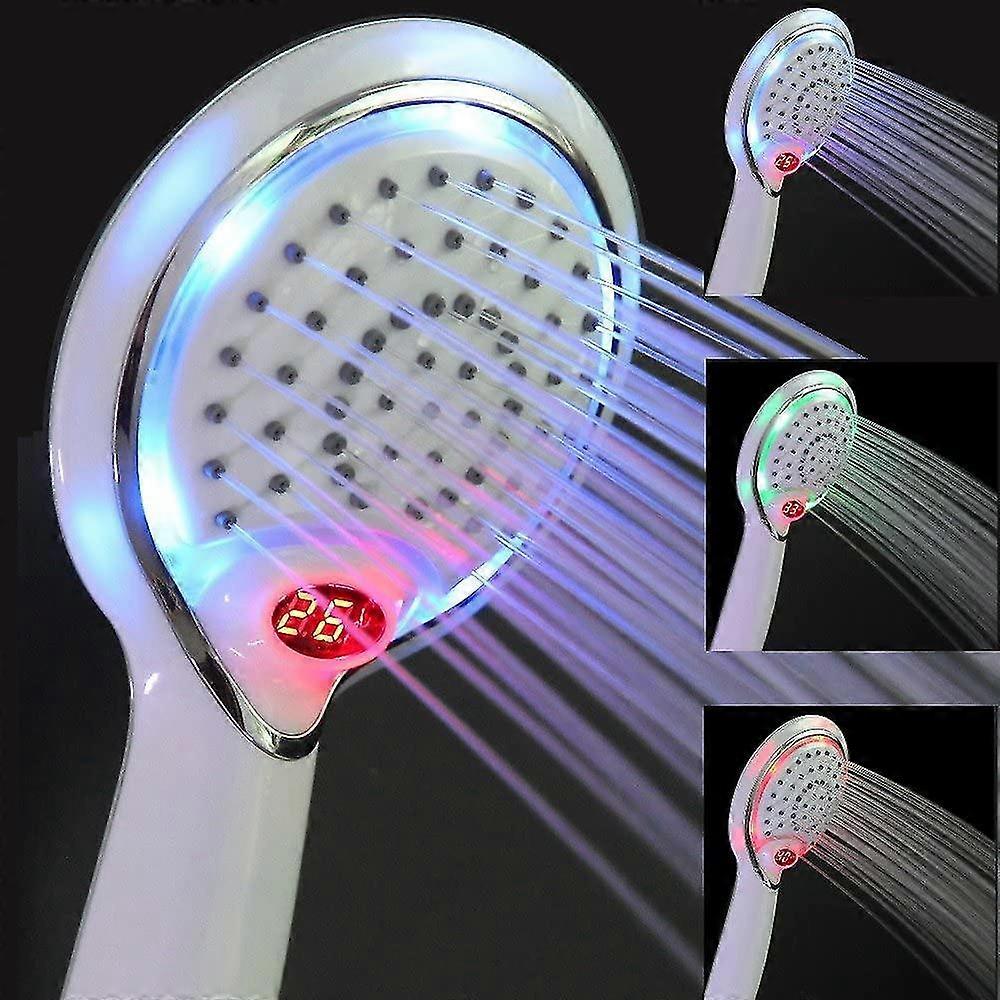 Led Shower Head, Led Shower Head Hand Shower, 3 Colors Temperature Control Shower Head, Led Temperature Shower Head, Temperature Control Shower Spraye