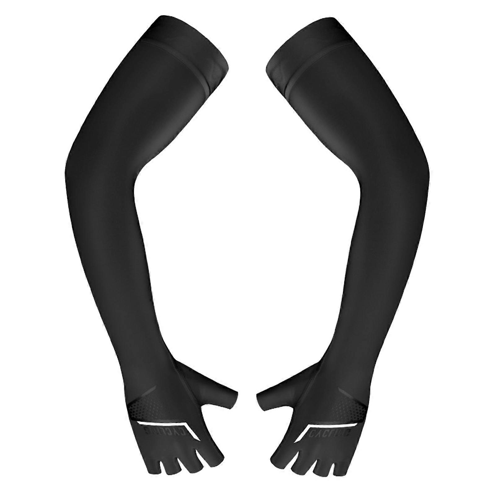 1 Pair UV Protection Arm Sleeves for Men & Women Super Thin & Breathable Solid Color Five-finger Compression Sleeves High Elasticity Outdoor Sunscreen