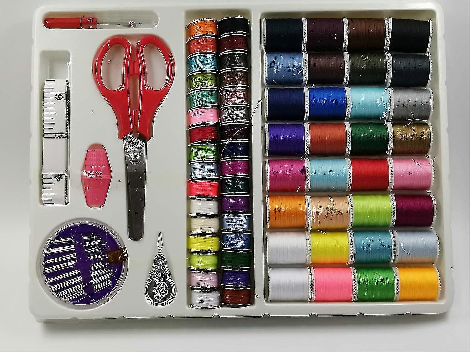 Sewing Kit (64 Rolls) + Scissors + Ruler + Needle Sewing Thread Box Set For Quilting Stitching/hand Sewing/machine Sewing
