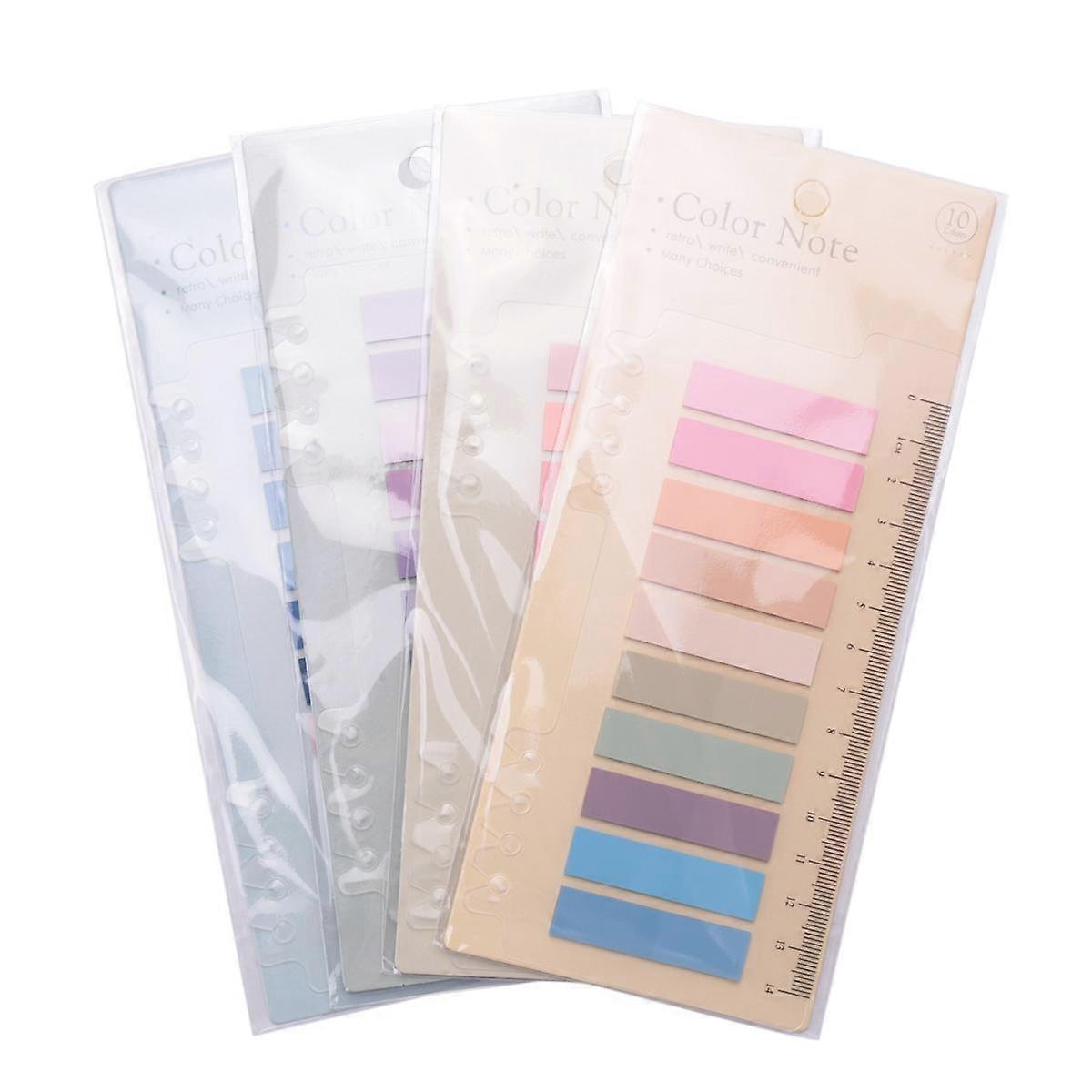 800 Pcs Sticky Index Tabs, 4 Sheets Morandi Strip Index Tabs, Writable Page Sticky Notes with Ruler