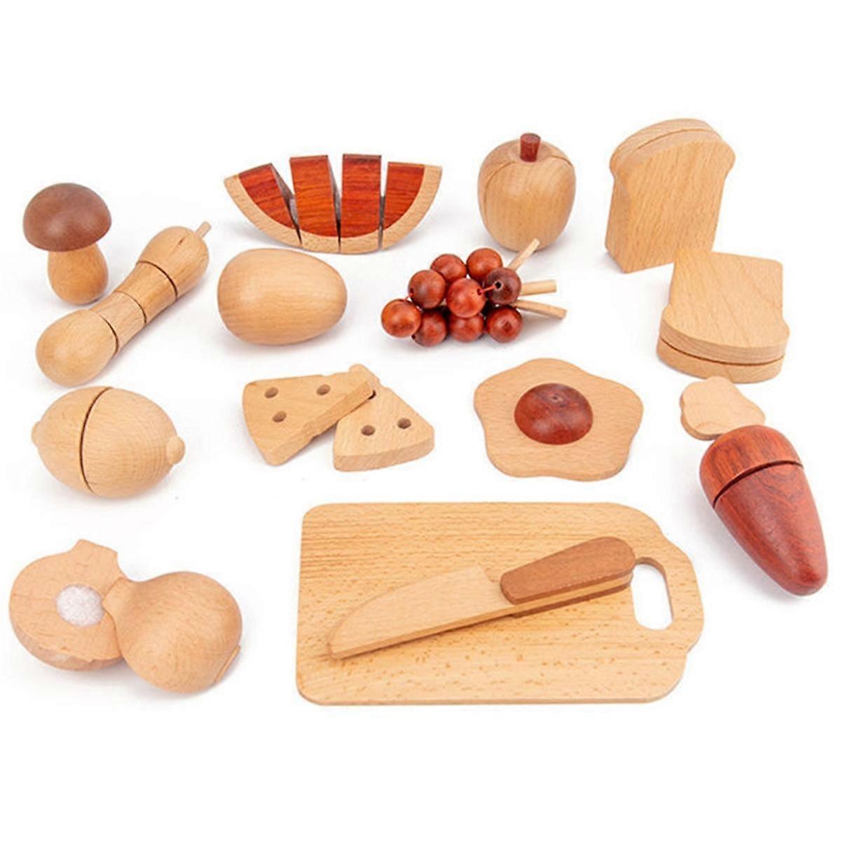 Natural Wooden Fruit and Vegetable Cooking, Simulated Color, Kindergarten Kitchen Awareness, Childr