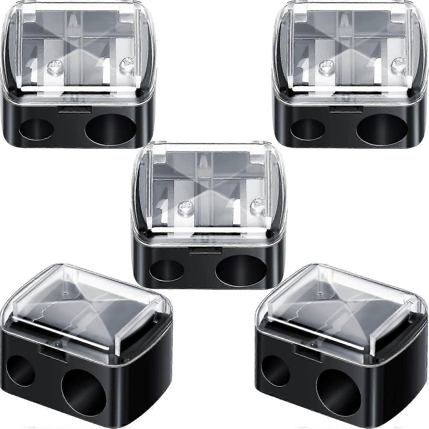 Cosmetic Pencil Sharpener Dual Sharpener Eye Makeup Pencil Sharpener (black)5pcs