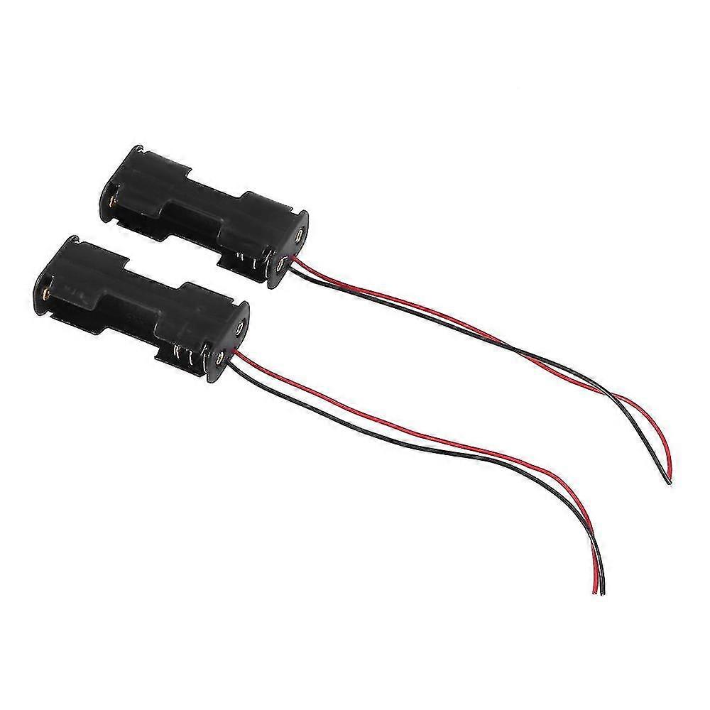 2pcs Double Side Opening Frame 2 X 1.5v Aa Battery Case Holder Black
