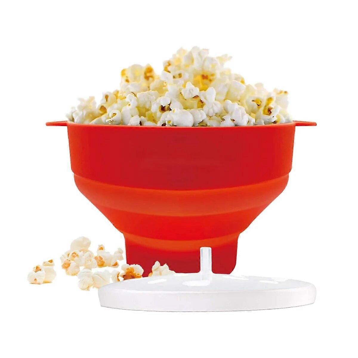 Kitchen Microwave Popcorn Bowl Bucket Silicone DIY Red Popcorn Maker with Lid Chips Fruit Dish High Quality Easy Tools