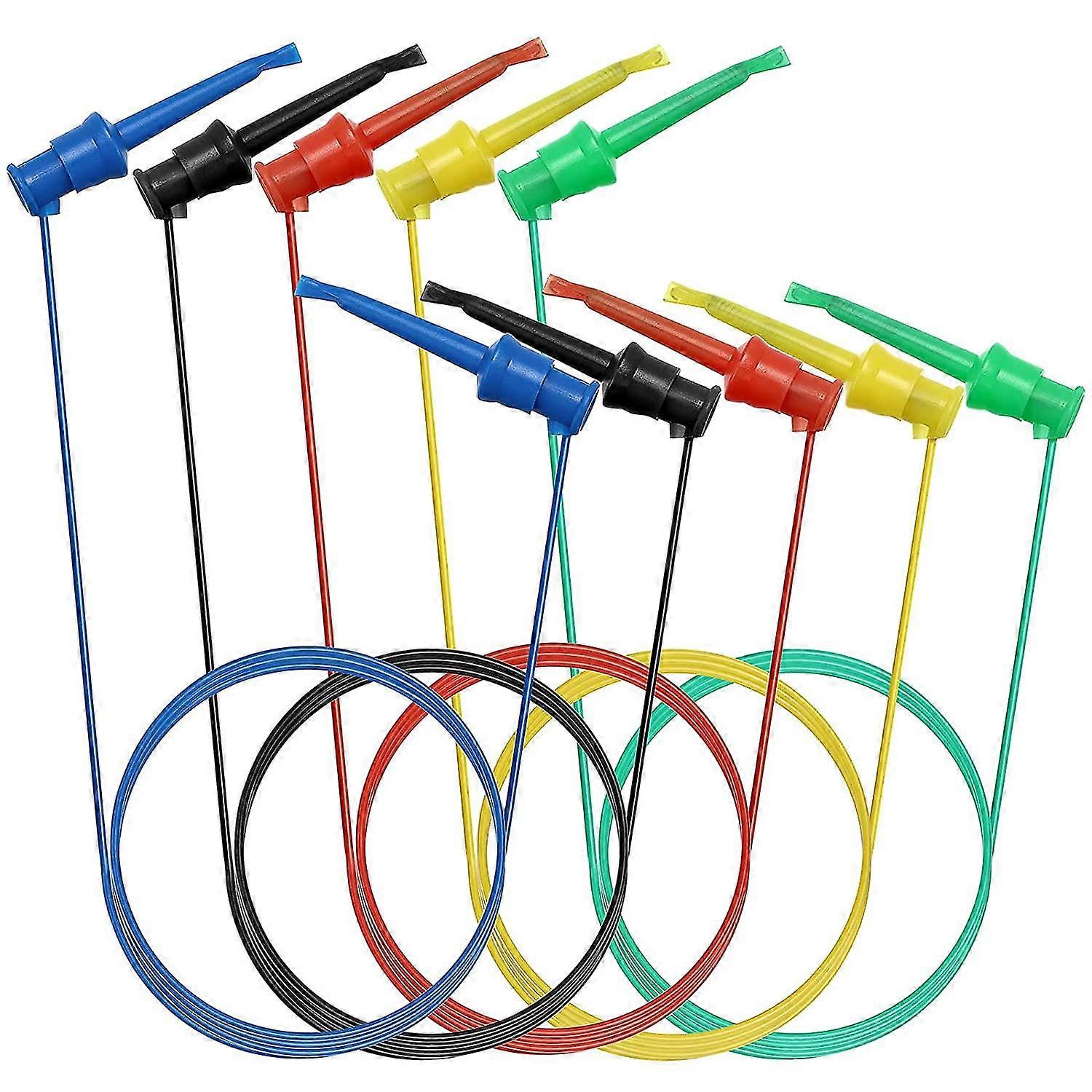 5 Pcs Multimeter Electrical Test Dual Lead Test Hook Clips - 5 Colors Silicone Minigrabber To Minigrabber Flexible Test Cables For Electronic, Compone