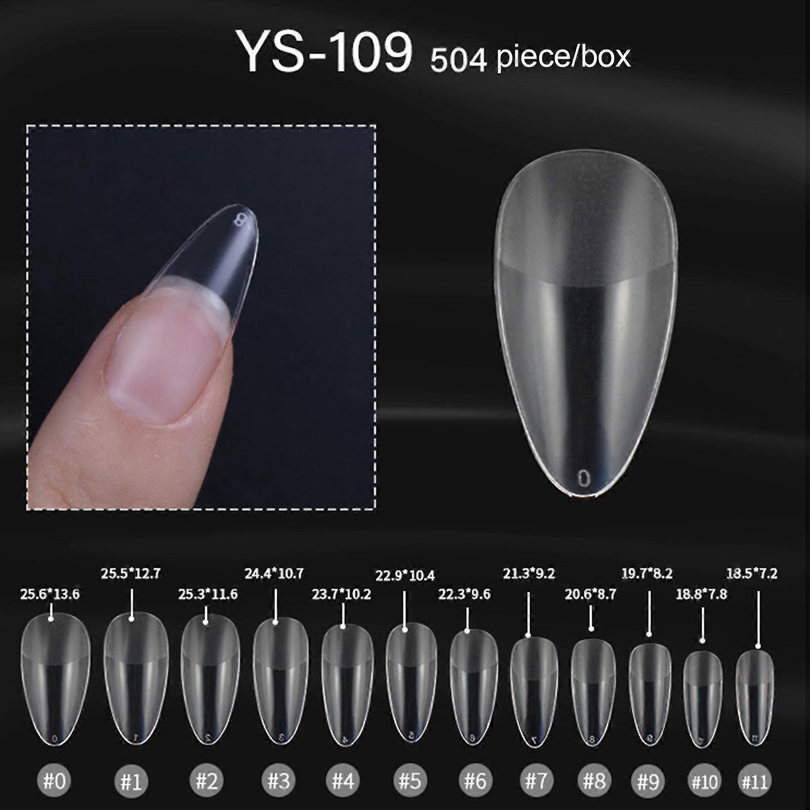 Transparent semi-frosted nail tips full stickers thin folding traceless nail tips extend false nails wear nail tips 504 pieces box style 109