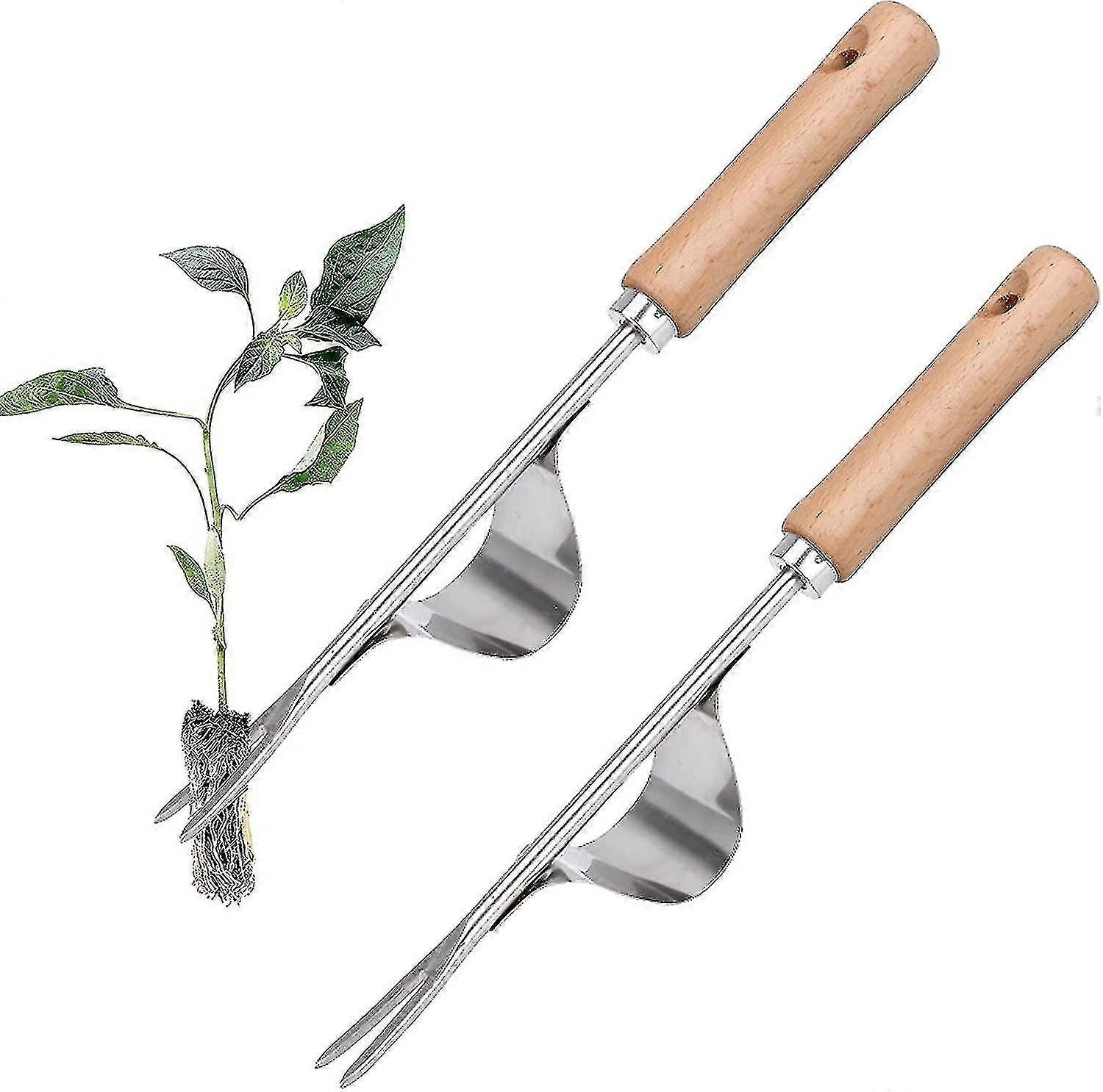 Dock Weeder With Handle Stainless Steel Weeder Garden Hand Weeder With Wooden Handle Manual Weeder Garden Tool For Digging, Weeding, Loosening, Gift F