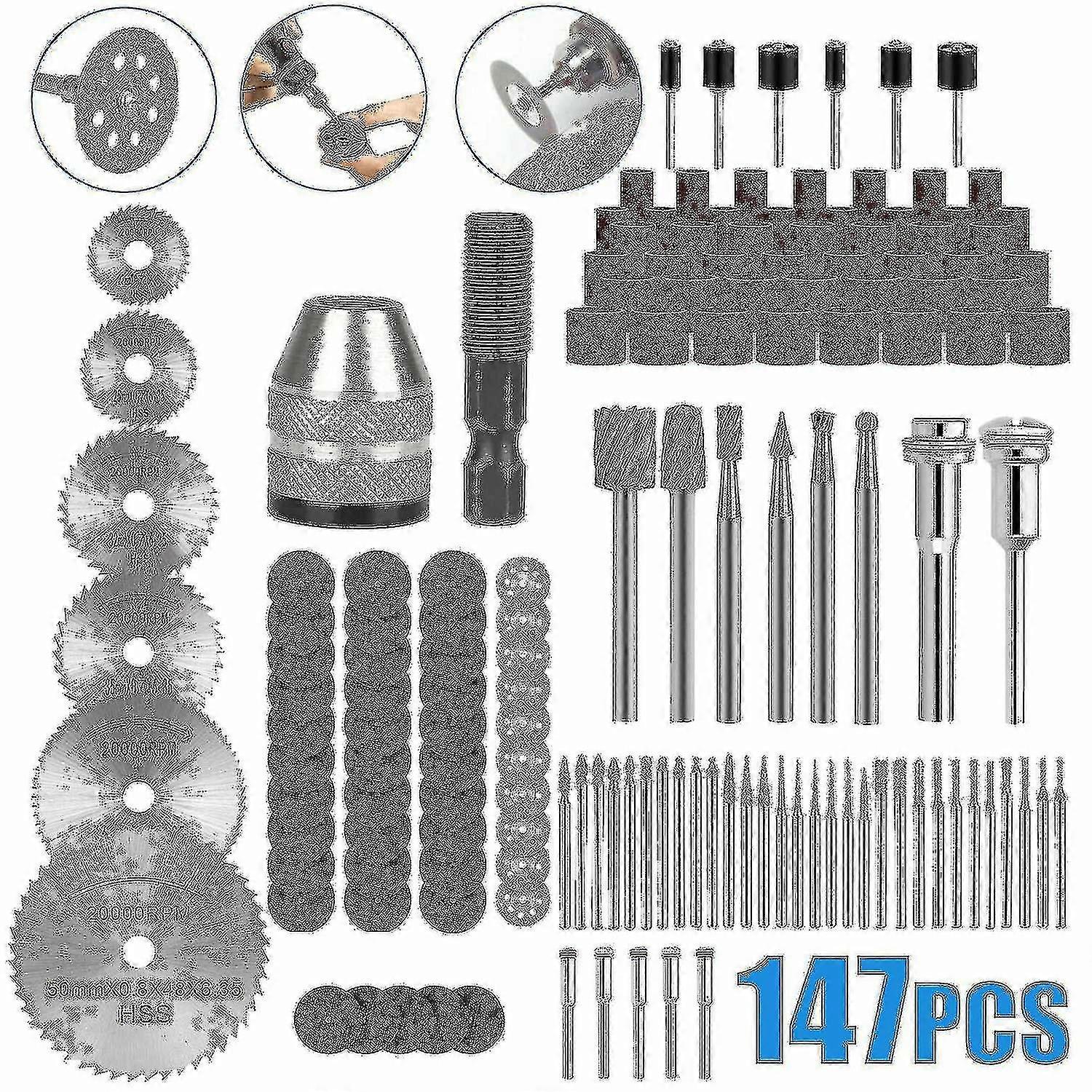 Diamond Burr Bits Drill Cutting Wheel Dremel Rotary Tools Set