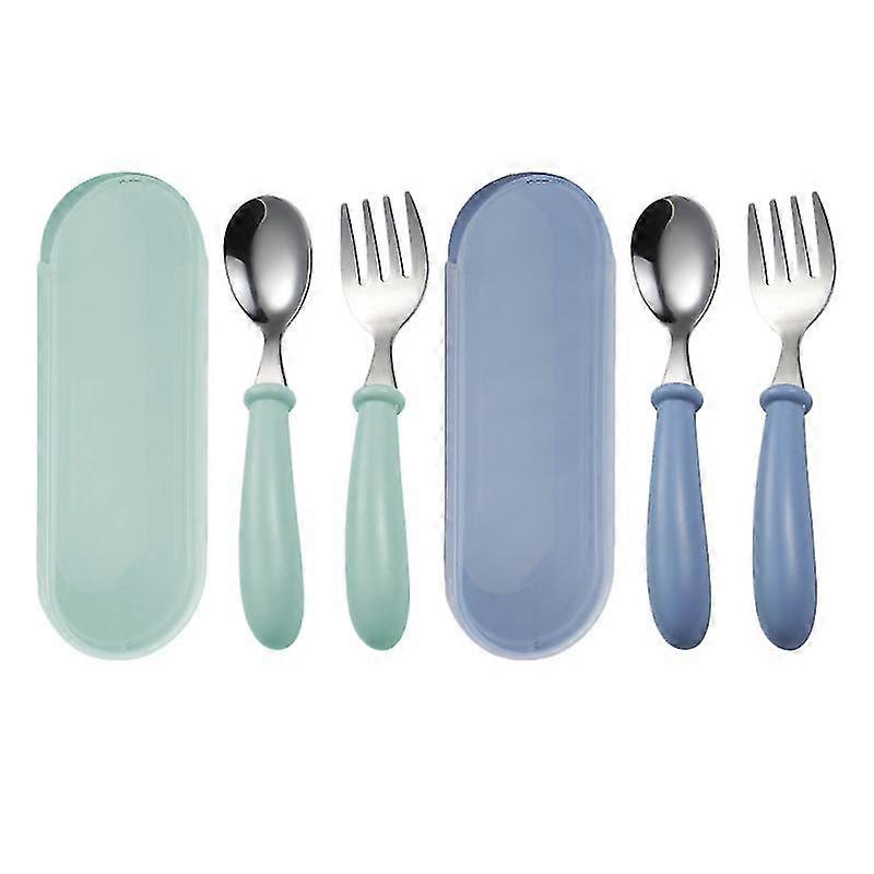 2 Sets Children Spoons And Forks Children Flatware Sets Cartoon Tableware Kits