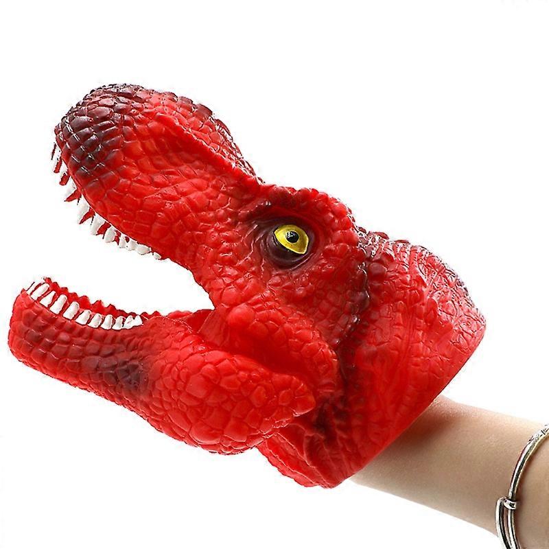 Dinosaur Hand Puppet Dinosaur Head Gloves Dinosaur Toys Game Gifts For Boys Soft Glue Hand Puppets Red