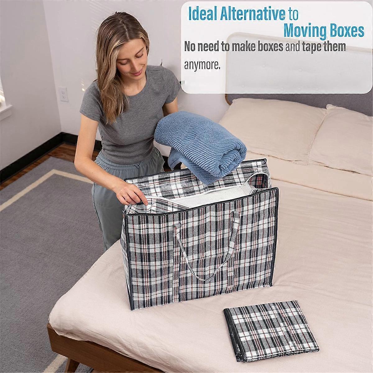 Stripe Woven Bag Extra- Capacity Storage Moving Bags Clothes Quilt Blanket Luggage Packing Package
