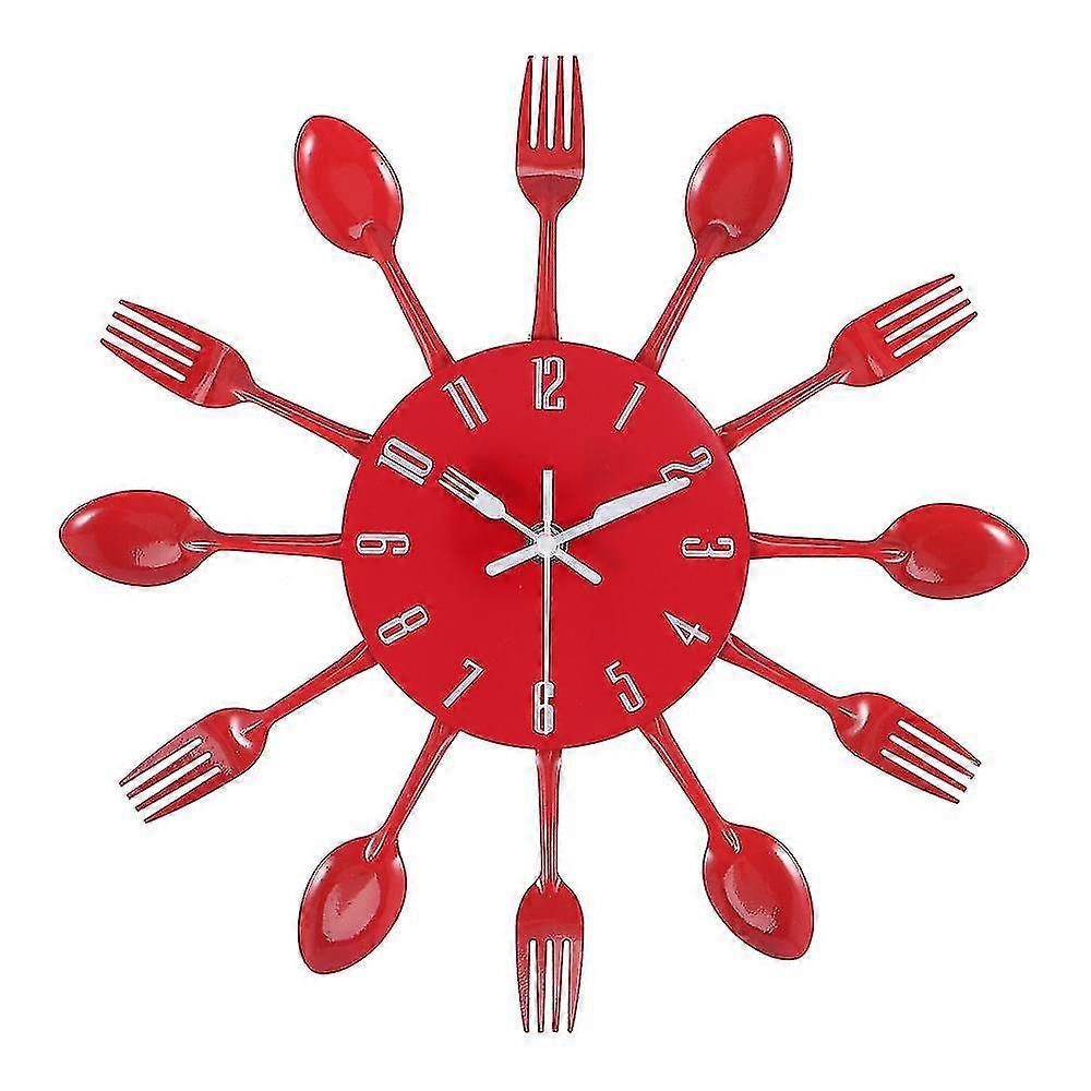 Noiseless Stainless Steel Cutlery Clock - Knife, Fork, Spoon Wall Clock