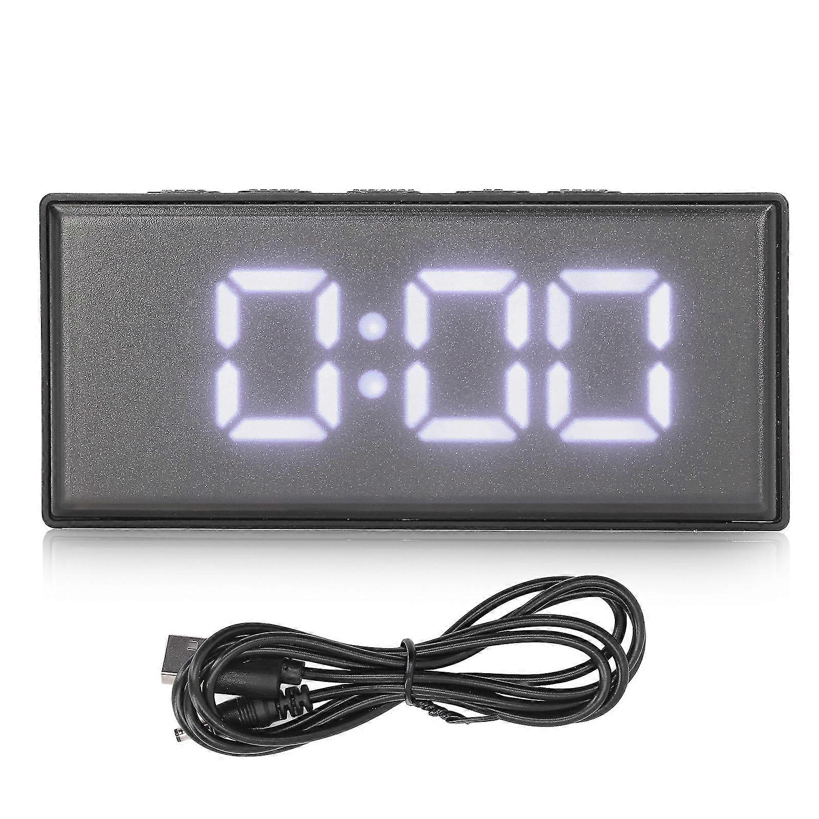 LED Mirror Alarm Clock Digital Display Energy Saving Backlight - White Ideal for Dormitory Home Bedroom