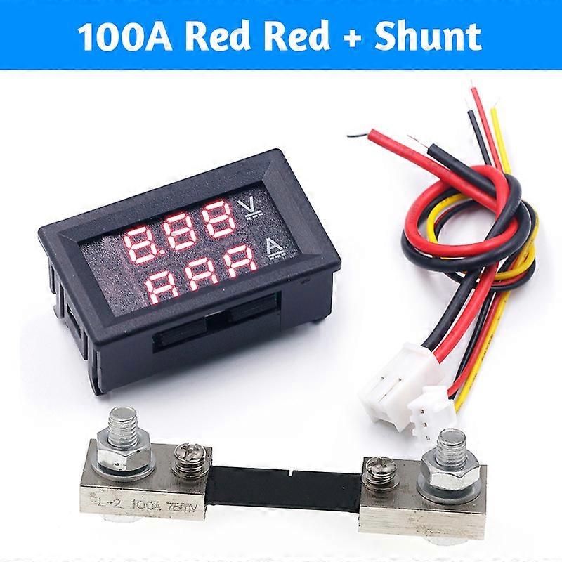 DC 0-100V 10A Digital Voltmeter Ammeter Dual Display Voltage Detector Current Meter Panel Amp Volt Gauge 0.28" Red Blue LED