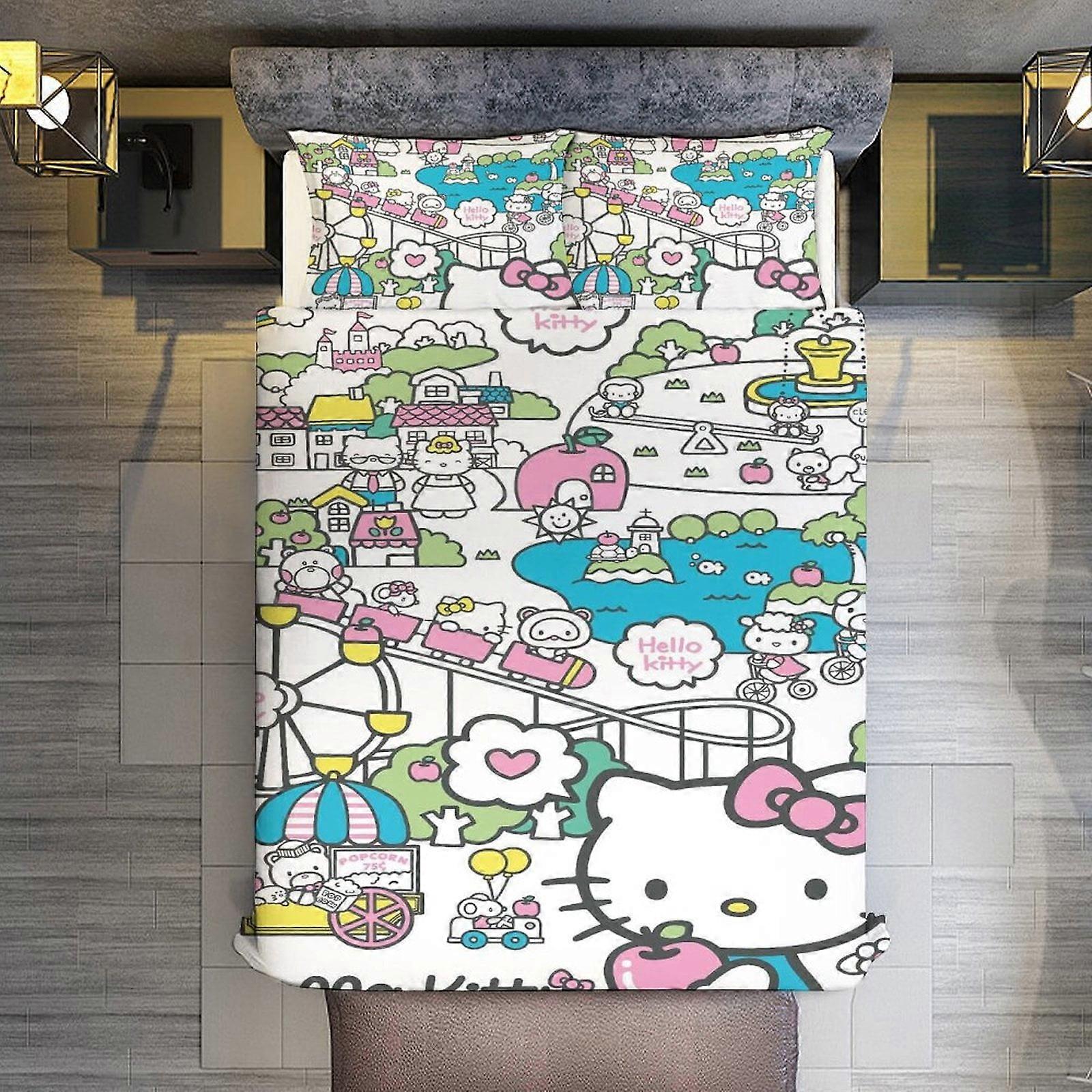 KA658 Hello Kitty Print Comforter Set,3Pcs Bedding Set Printed Comforter with 2 Pillowcases,Warm and comfortable RM658