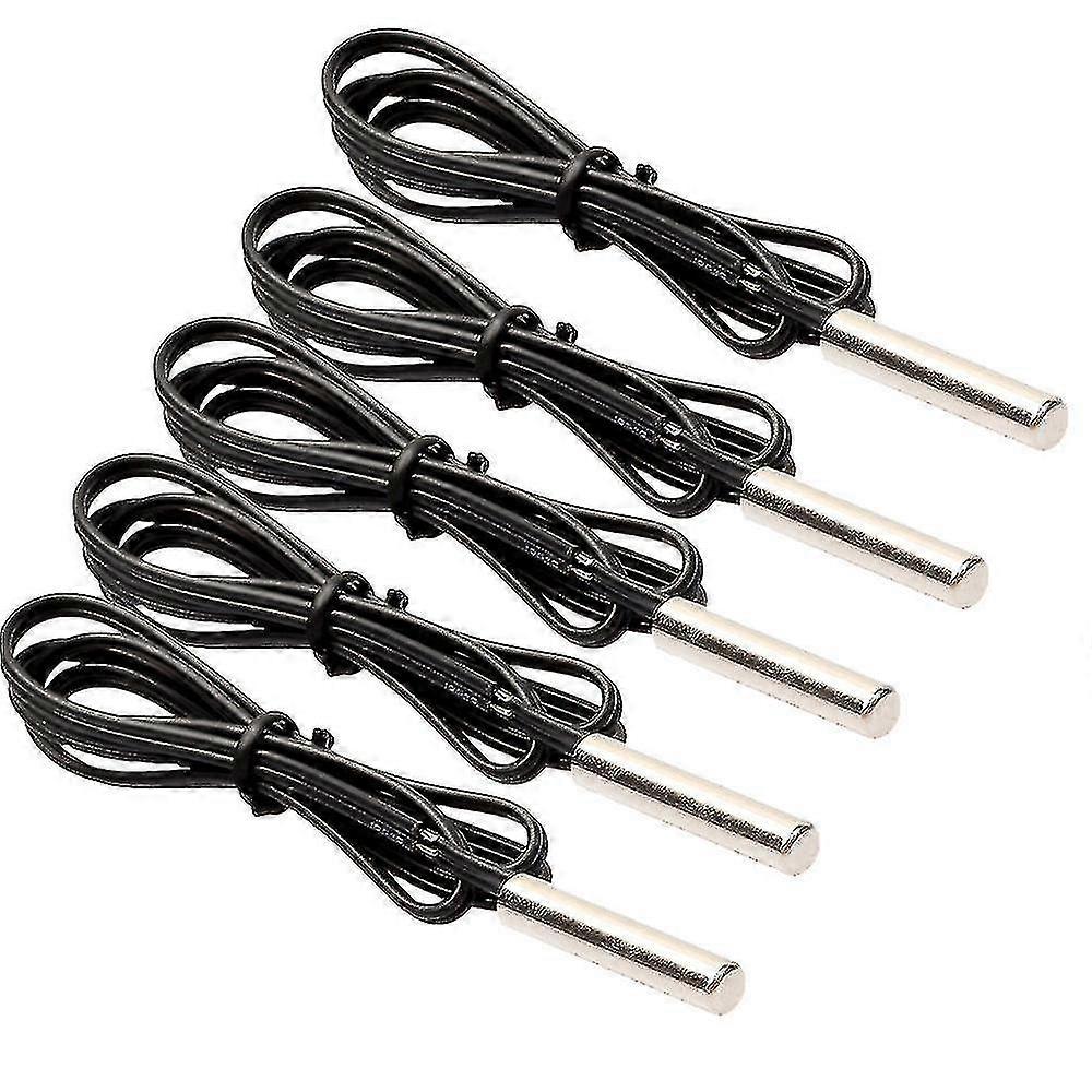 5pcs Ntc 10k 1% 3435 Thermistor Temperature Sensor Cylinder Probe 0.5m Wire