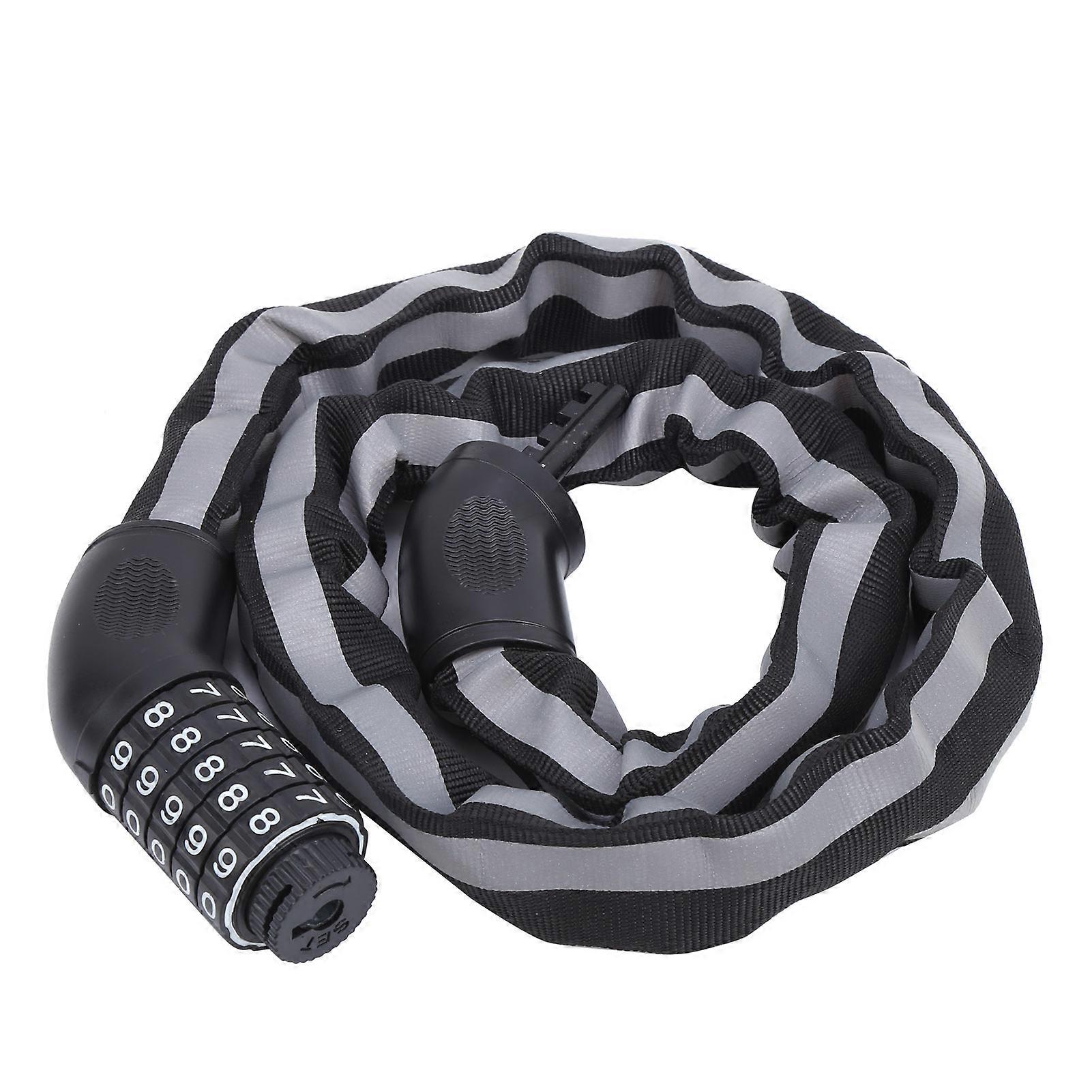 Bike Antitheft Coded Lock Bicycle Cable Lock Keyless Five Password Reflective Black