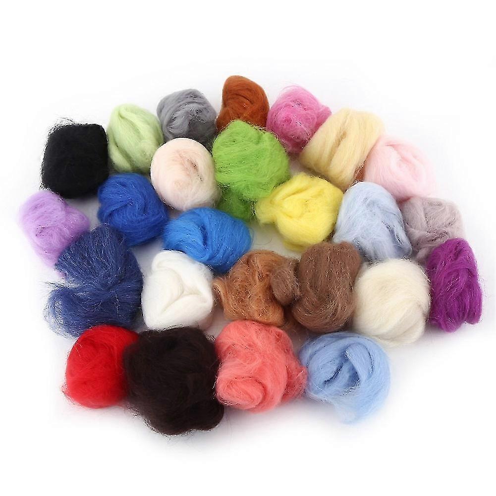 25pcs Mixed Color Wool Fiber Needle Felting With Needles Starter Tools Kits