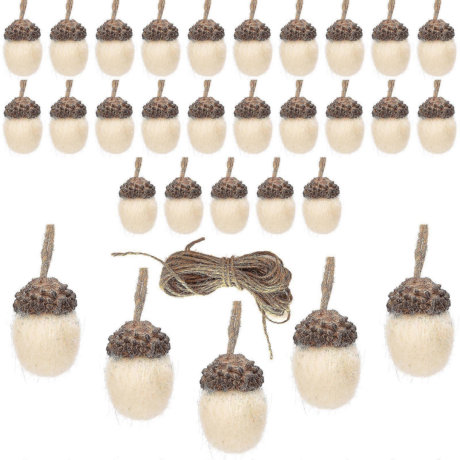 Acorn Decorations Christmas Hanging Ball Simulation Of Pine Cones Felt Ornament Pendant Diy Xmas Tree Drop Party Craft,2cm,White