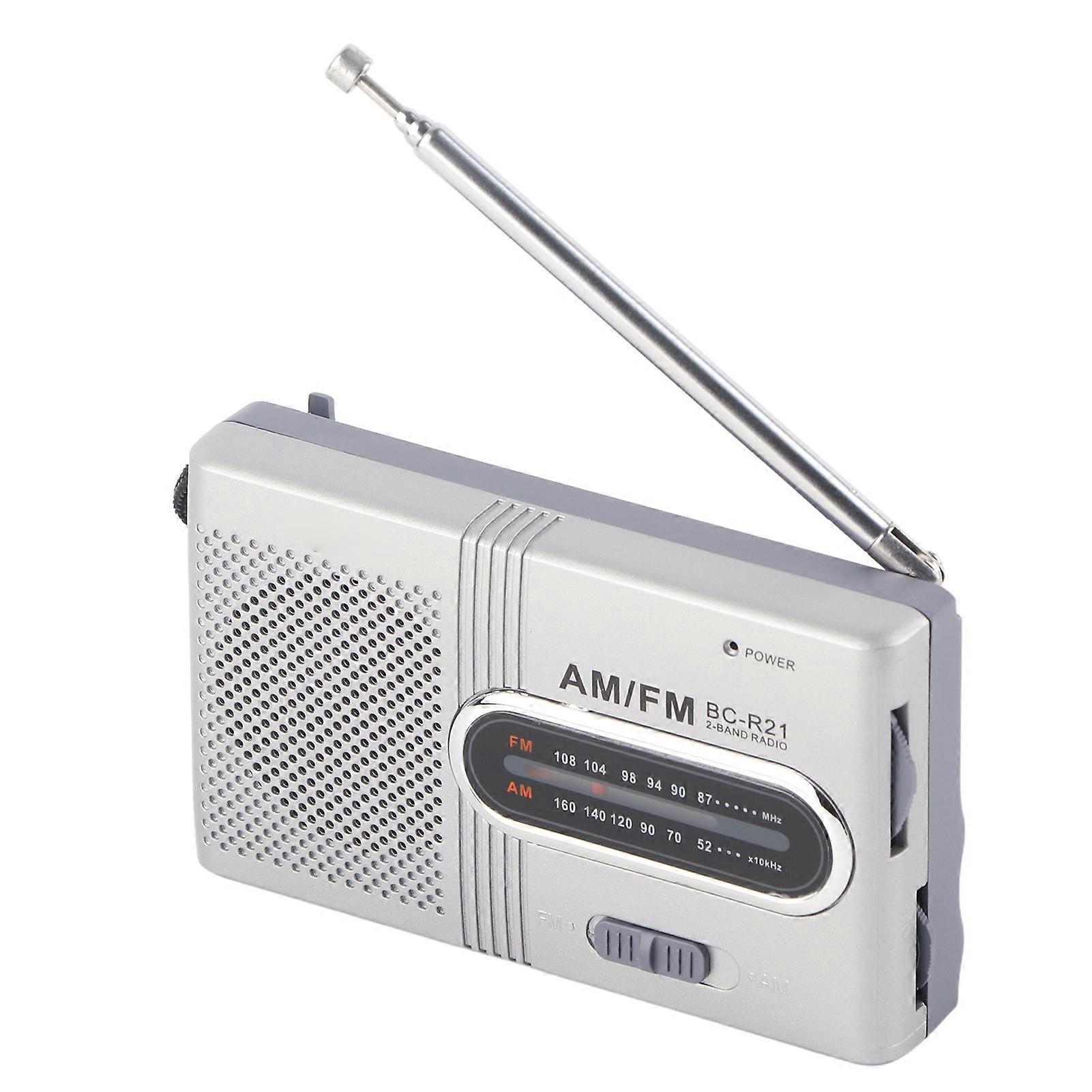Mini Compact AM FM Radio with Built-in Speaker and Standard Jack