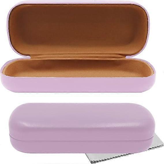 1 piece Hardcase glasses case (purple), soft touch pu leather glasses case, comes with a microfiber cleaning cloth for sunglasses and reading glasses,