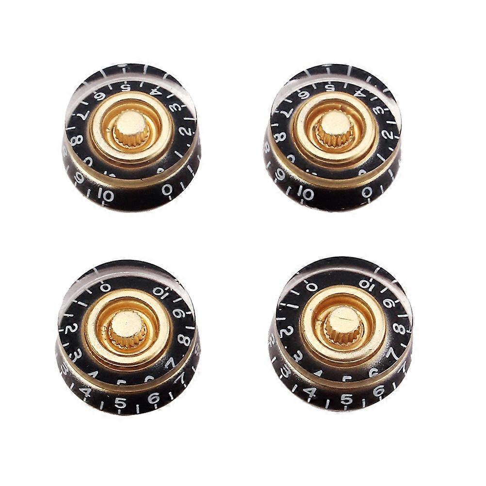 4 PCS/ Set Guitar Knobs Volume Tone Control Rotary Knobs for Epiphone Style Electric Guitar Parts Replacement (Black and Yellow)