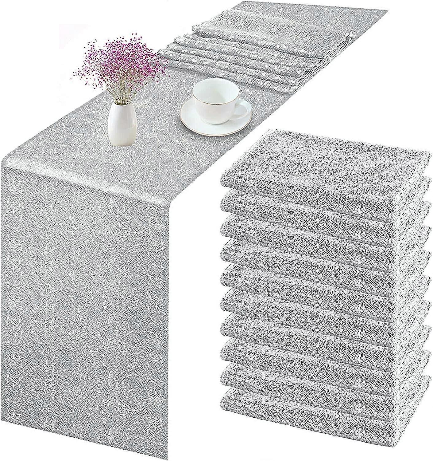 10 Pack Sequin Table Runner 30.48cm x 275cm Rose Gold Sequin Tablecloth for Rectangular Table Wedding  Birthday Party Festive
