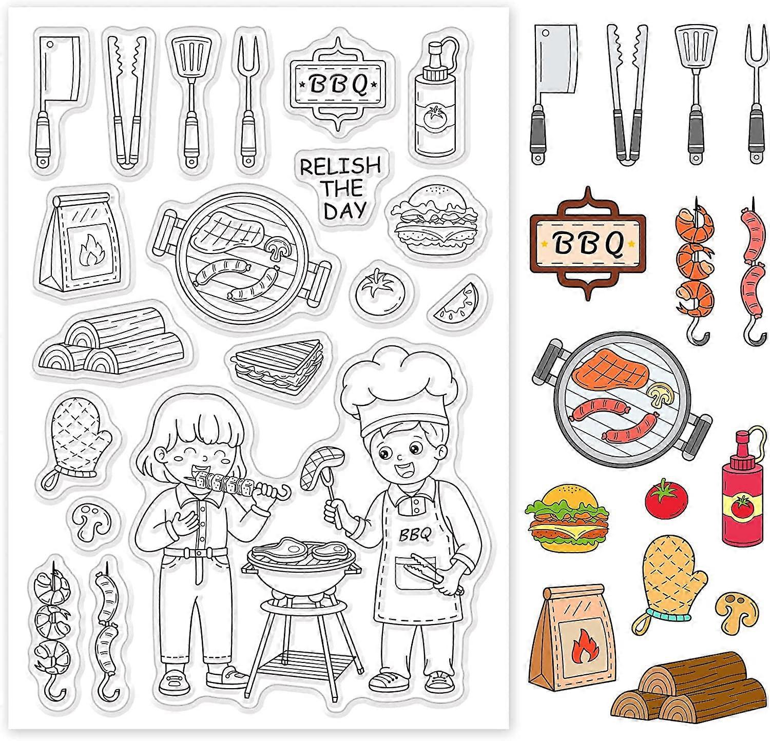 1sheet Food Theme Clear Stamps for Scrapbooking