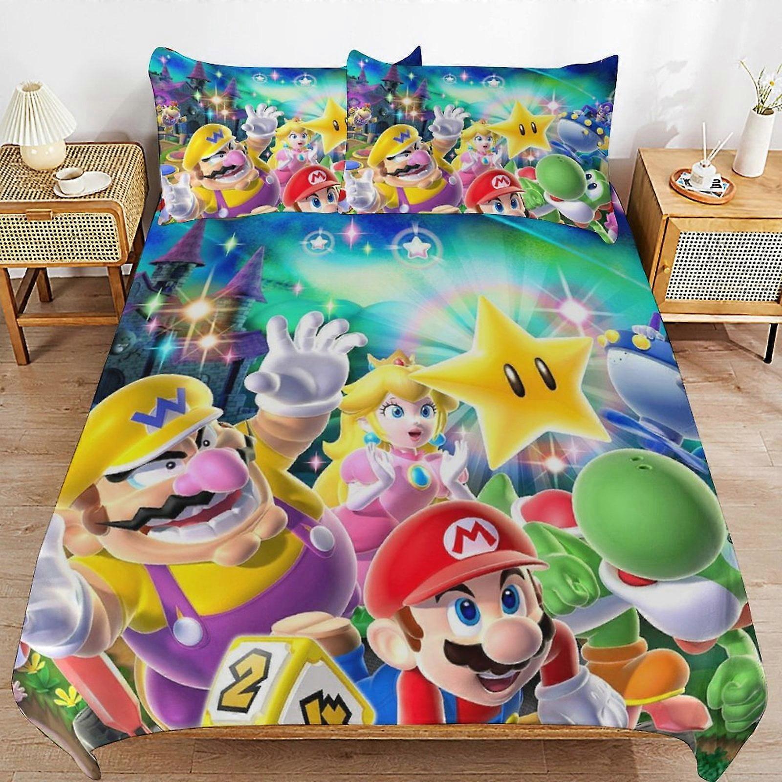 Bedding set JP90 Super Mario 3-Piece Comforter,Super Mario Bedding Set, Soft Microfiber Duvet Cover Set with Zipper Closure TH90